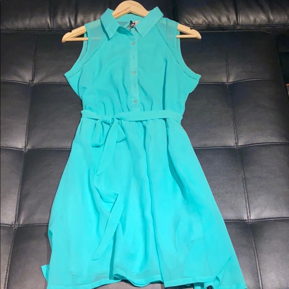 Aqua Belted Summer Dress